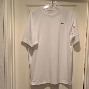 Nike Men's White Dri-Fit Short Sleeve Shirt - Size Large